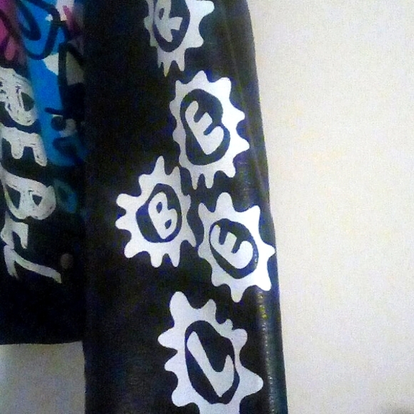 Rebel leather jacket pink blue black white size S - Picture 5 of 5